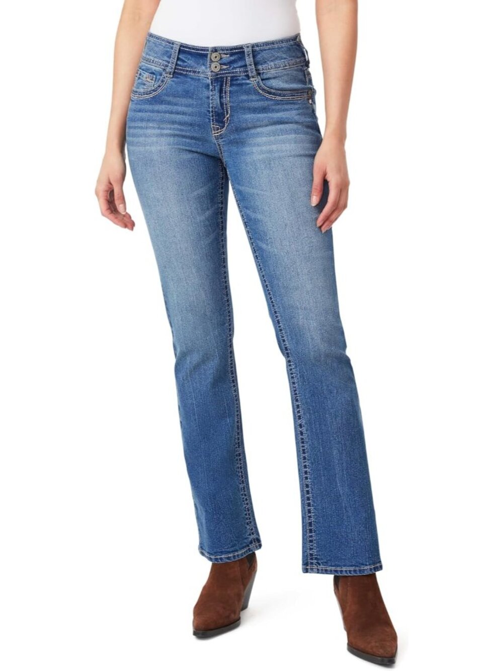 Women's Bella Mid Rise Stretch Denim Trendy Classic Luscious Curvy Bootcut Jeans